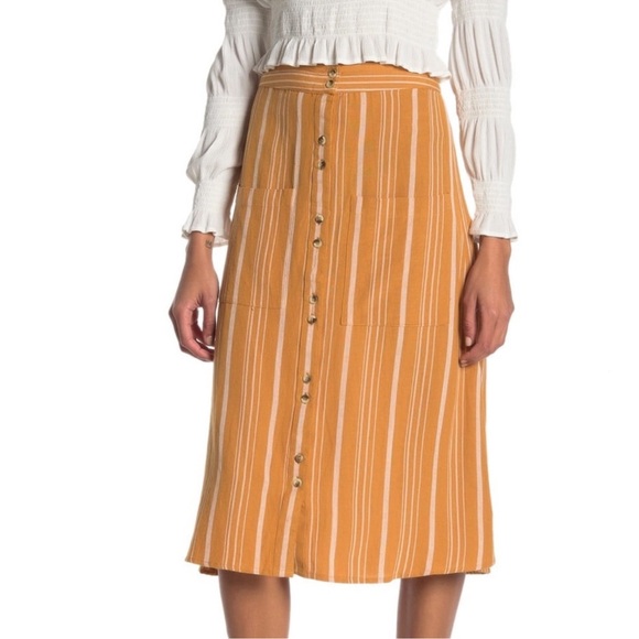 Rip Curl Sunchasers Linen Blend Stripe Midi Skirt Size XS - Picture 6 of 6
